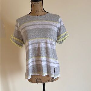 Gray and Yellow Striped Women's Top